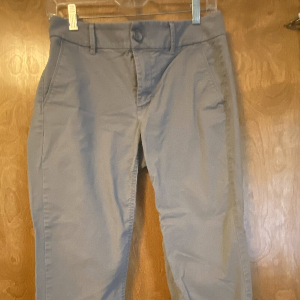 gray girlfriend chinos with frayed hem
